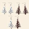 Double-Sided Snowflake Plaid Christmas Tree Earrings