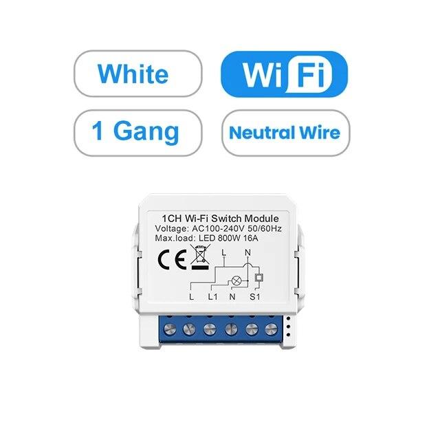 AVATTO WiFi Мини-умный выключатель 1/2/3/4 клавиши Модуль DIY-выключателей Двухстороннее управление Работает с Smart Tuya Alexa Alice Google Home