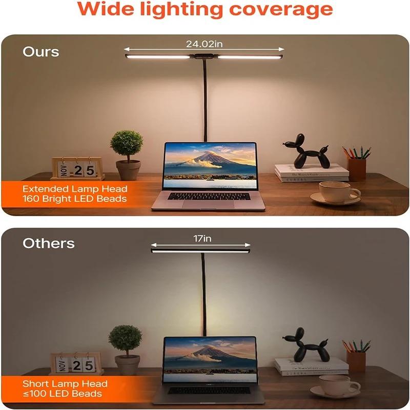 LED PC Monitor Light Desk Lamp Double Heads Eye Protection 5 Color Mode Dimmable USB Table Lamps Reading Lights for Office Lamp