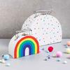 Petite valise en carton semi-circulaire blanche à décorer - 12 x 9 x 6 cm