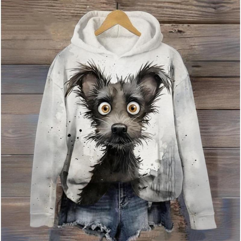 Осенняя женская толстовка с капюшоном с принтом кота, повседневная, с длинным рукавом, 3D-одежда, модная уличная одежда, свитер с круглым вырезом, женская свободная одежда
