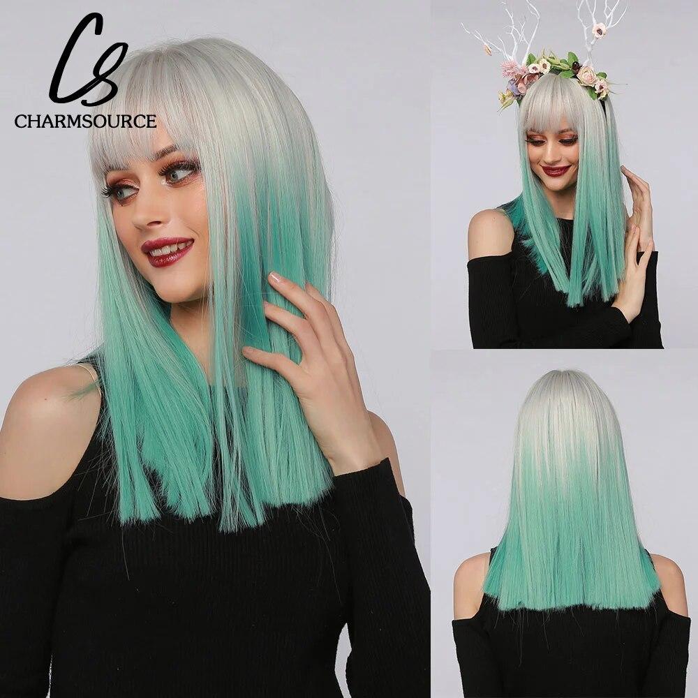 Короткие прямые синтетические парики «боб» с челкой для женщин, парик от коричневого до светлого цвета, косплей, вечерние, повседневные, термостойкие волокна, волосы