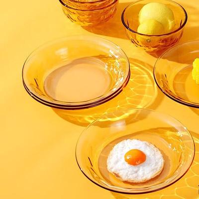 Минималистичный набор столовой посуды Zhi Shi из 8 предметов из янтарного стекла