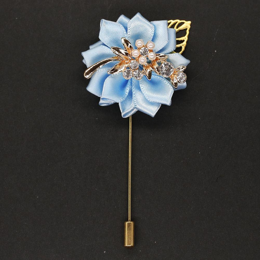 Luxury Crystal Pearl Groomsmen Boutonniere Wedding Corsage Men Brooch Pin Red Burgundy Flower Groom Bridal Boutonnieres