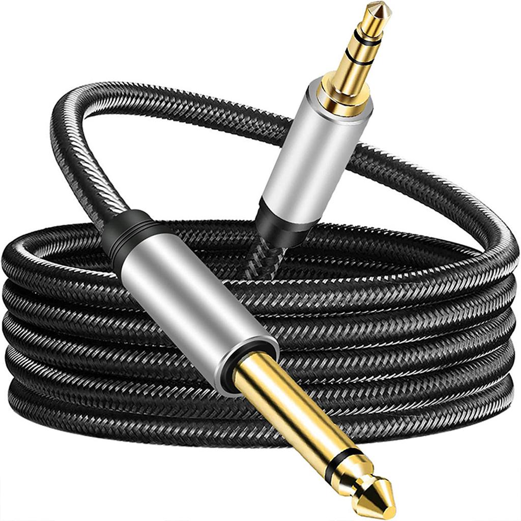 3.5mm TRS To 6.5mm TS Stereo Audio Cable Nylon Braided Audio Cable for Cellphone Amplifier Speaker Guitar Laptop 59inch