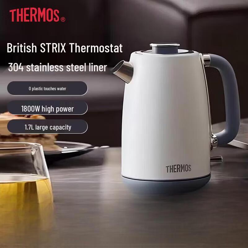 THERMOS 1.7L Stainless Steel Electric Kettle with Steam Sensor