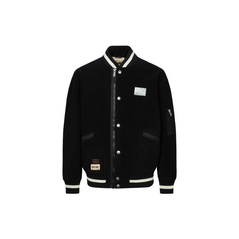 Evisu FW23 Trademark And Small Seagull Patch Wide Version Fleece Long Sleeve Jacket Men Jacket Black 2EAHTM3JK8072LFSH