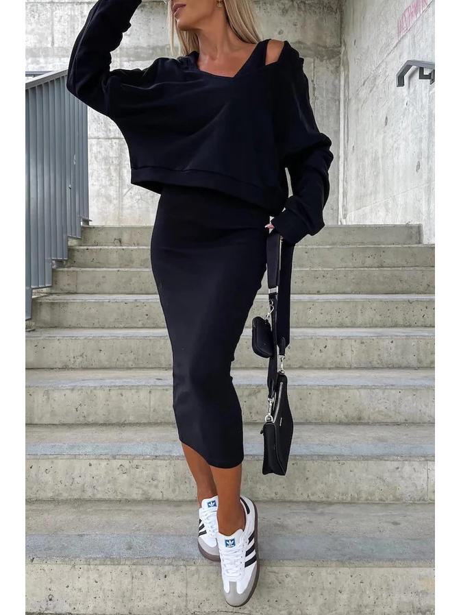 2023 Winter Sleeveless Hooded Dress & Sweater Two-Piece Set for Women