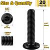 20 шт. болтов с плоской головкой и шестигранным углублением под ключ, болты для мебели из нержавеющей стали 304 с полной резьбой, черная оксидная пленка и шестигранный гаечный ключ