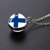 Ожерелье со стеклянным шаром и флагом страны, Россия, Франция, Испания, Великобритания, Италия, Польша, Украина, кулон с флагом, ожерелье, дорожный подарок