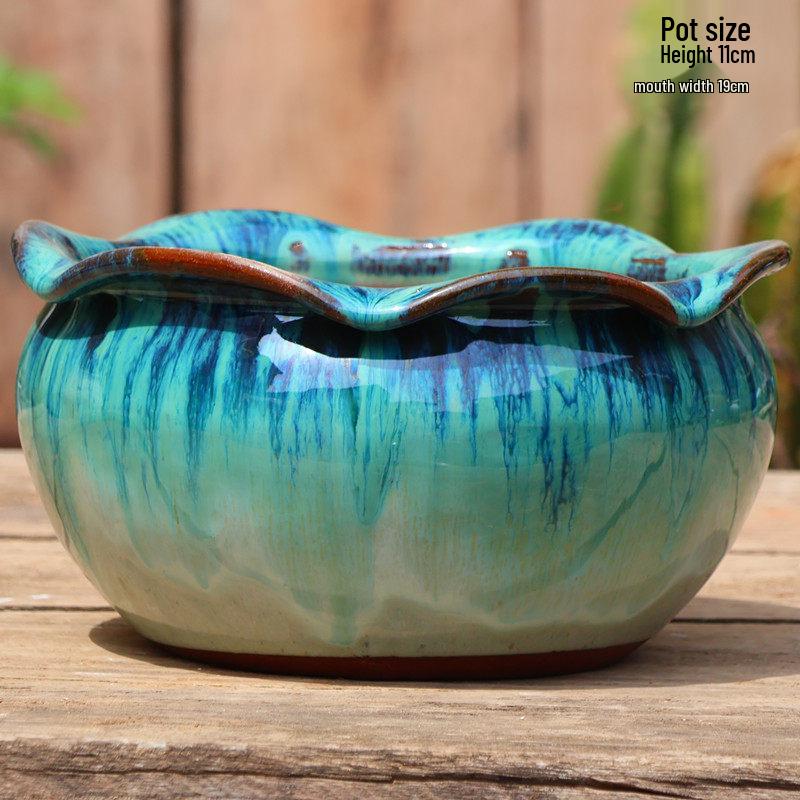 Large Ceramic Terracotta Flower Pot for Balcony and Living Room - Ideal for Succulents, Orchids, Green Radish, and Plants