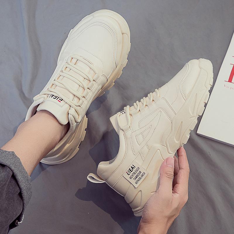 New men's shoes autumn men's deodorant sports and leisure versatile little white men's leather shoes heightening dad shoes