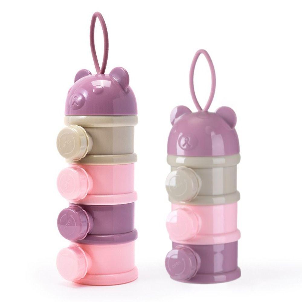 4 Layer Milk Powder Box Multiple Openings Milk Powder Bottles Cartoon Infant Baby Food Storag Box