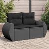 VidaXL Garden Sofa with Cushions 2-Seater, Seat with Backrest and Armrest, Outdoor Patio Terrace Furniture, Black 365973