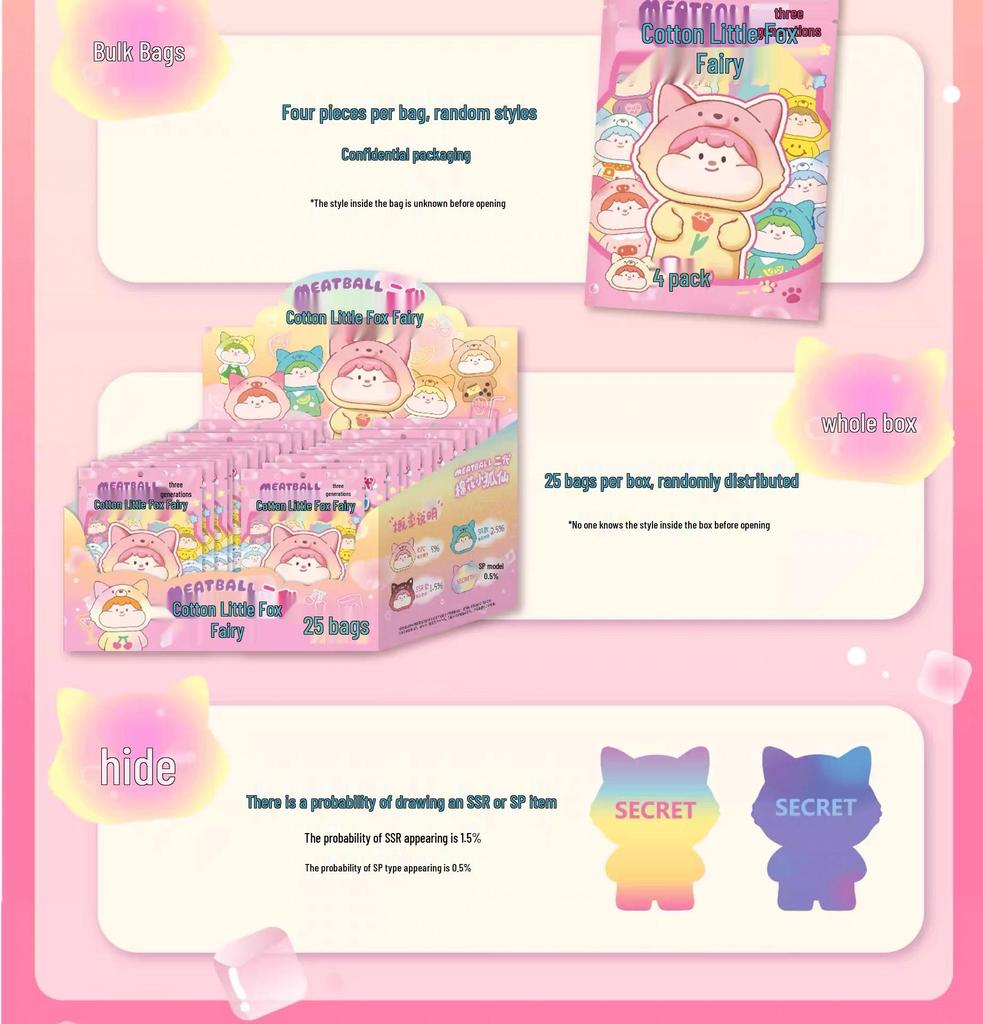 Meatball Paw Cotton Fox Fairy Series: 2nd Gen Cute Mini Ornament Blind Box Toy