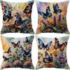 Colorful Butterfly and Flowers Fantasy Watercolor Style Pillowcase Bedroom Sofa Decorative Cushion Cover with Zipper