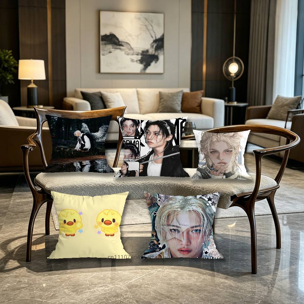 FFelix Lee SSKZ Pillow Case For Home Bedroom Car Office Decoration Living Room Sofa Cushion Cover Suitable