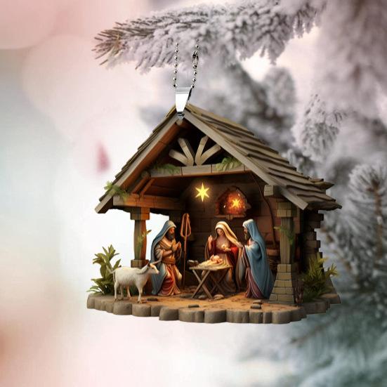 Рождественский кулон, украшение, Иисус, семейная молитва, сцена, кулон, яркий цветной религиозный символ, Рождественский кулон для дома, автомобиля