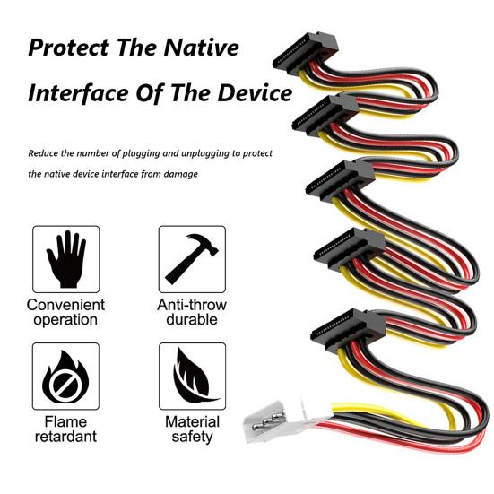 SATA Power Splitter Pin to 5 Cables 1 x 4 x 15 Pin SATA