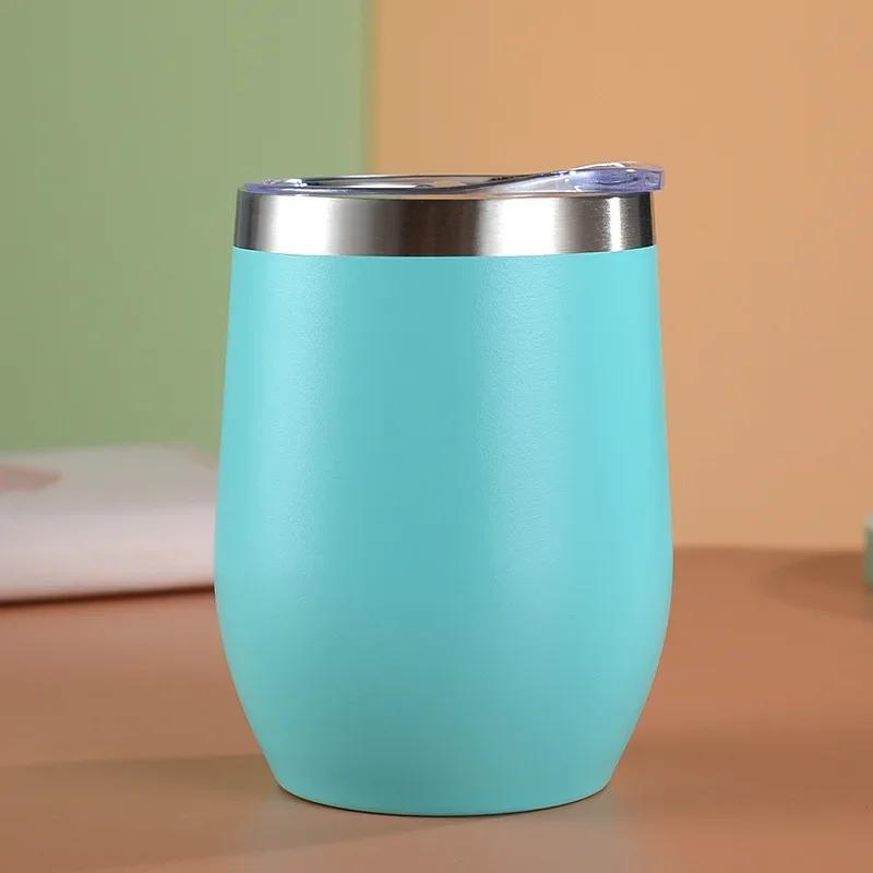 350ml Insulated Eggshell Shaped Water Cup Stainless Steel Wine Glass Double-layer Vacuum Travel U-shaped Red Wine Coffee Mugs