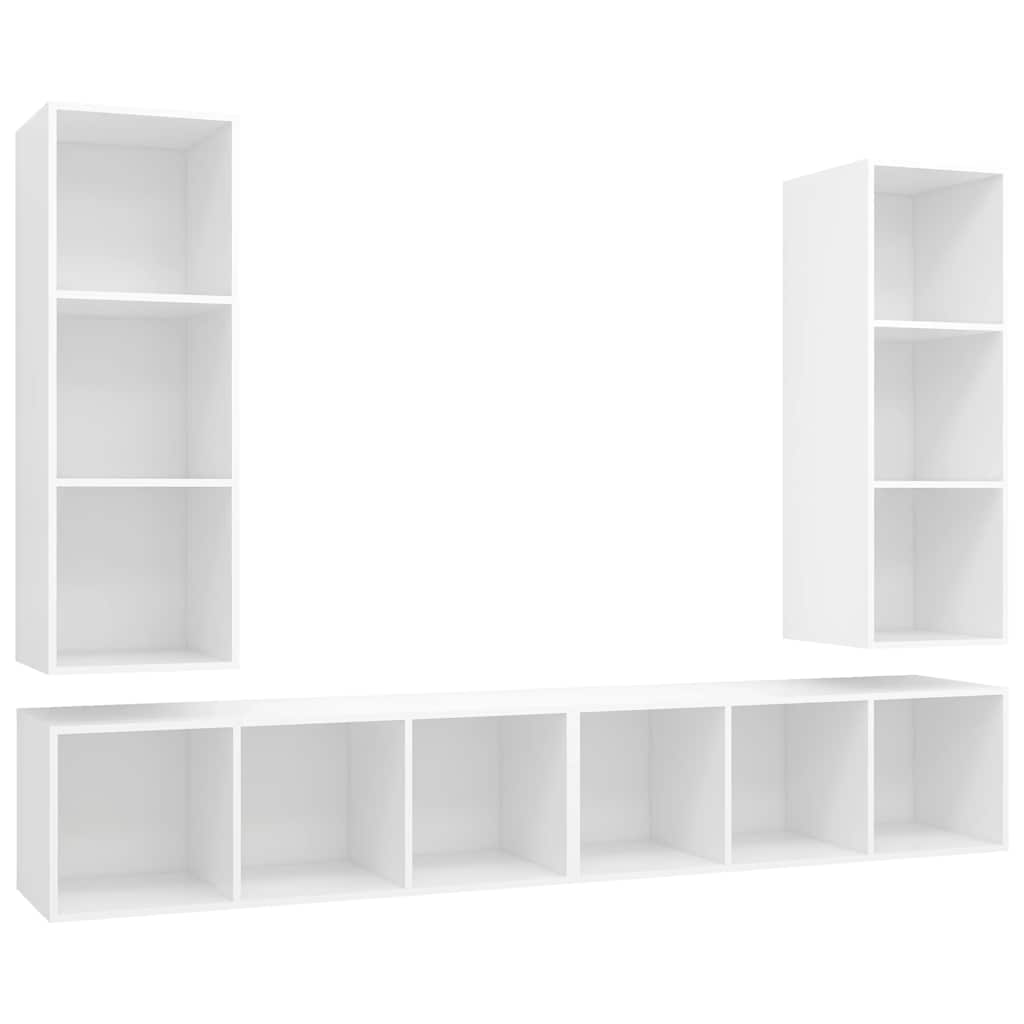 TV Wall Cabinets Set 4 pcs White Particleboard