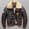 New Top Layer Cowhide Leather Jacket Men's Pilot Cotton Lapel Air Force Flight Suit Large Size Jacket