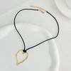 European-American Geometric Irregular Heart Hollow Pendant Oval Wax Rope Necklace