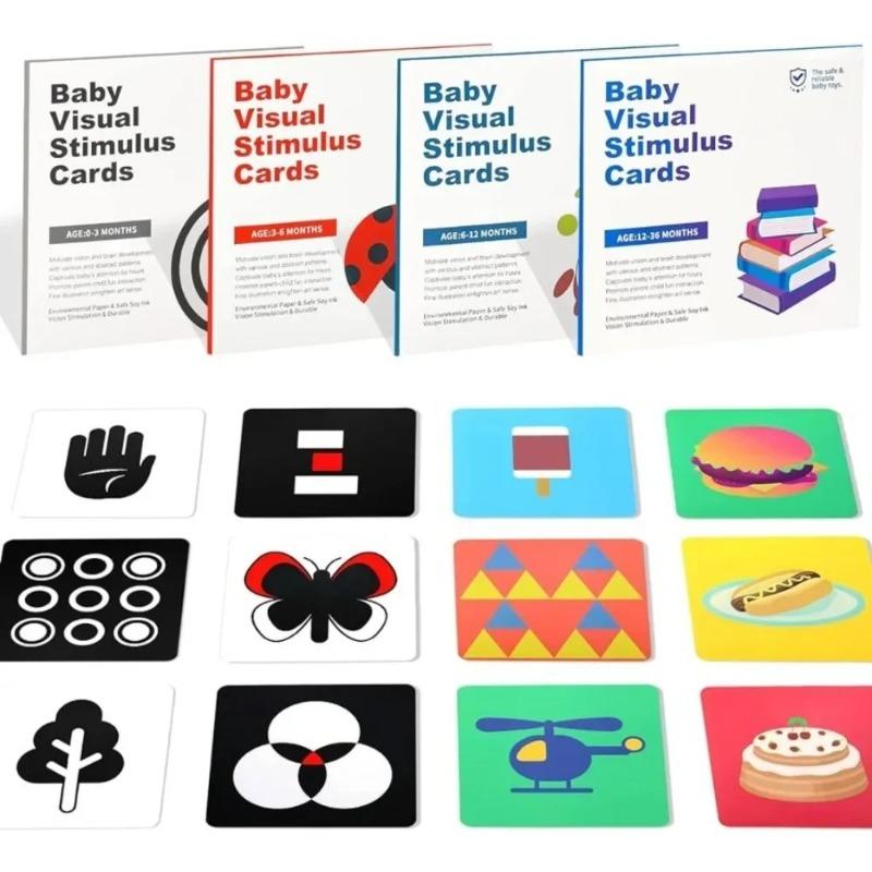 Babys Black and White High Contrast Flash Cards Visual Stimulation Card Montessori Toys Learning Educational Toys for Baby Gifts
