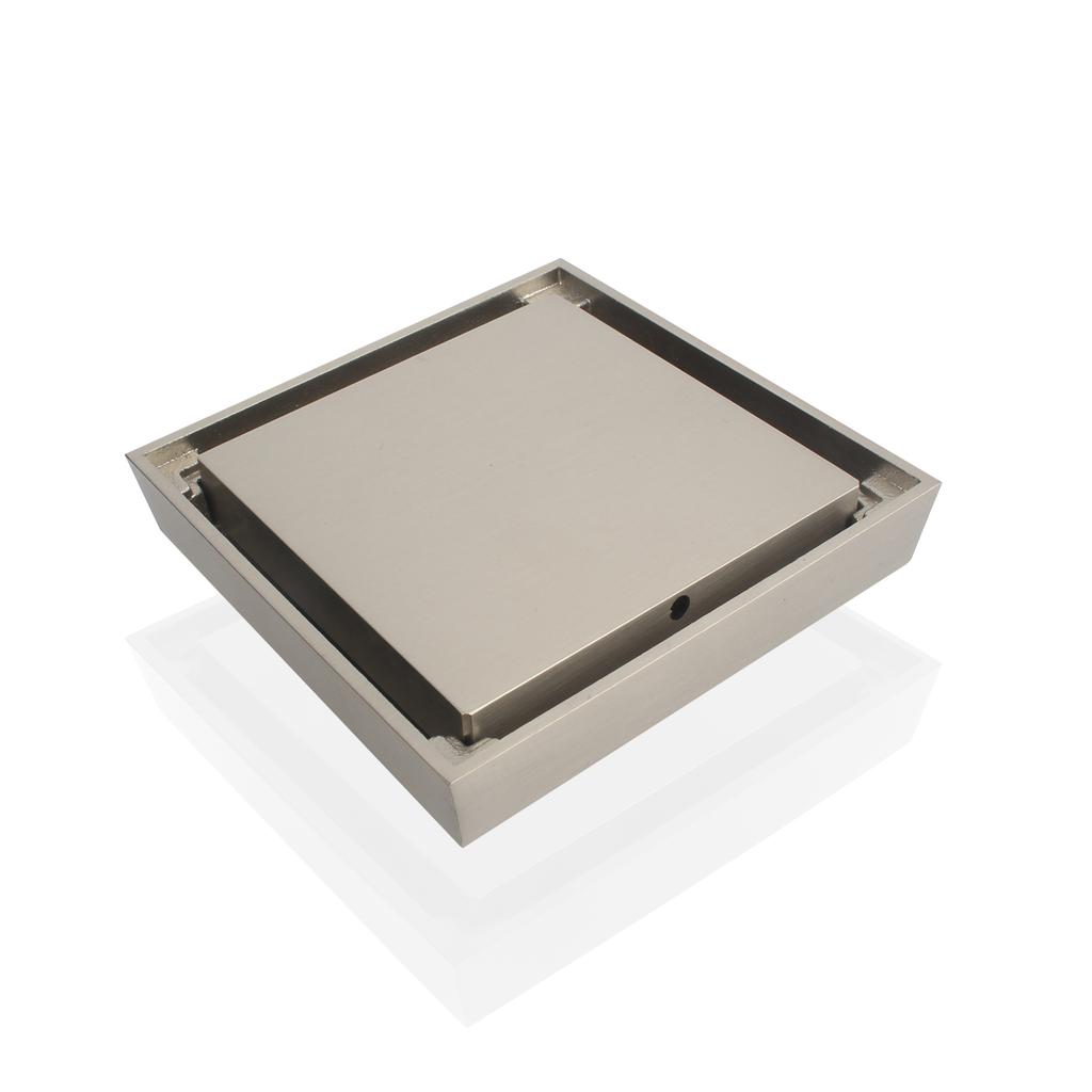 Modern Square Pattern Copper Bathroom Floor Drain Black Gold Brushed Shower Strainer with Tile Insert for Hotels and Bathtubs