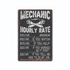 Mechanic Hourly Rates Funny Metal Sign, Vintage Garage Man Cave Retro Decor