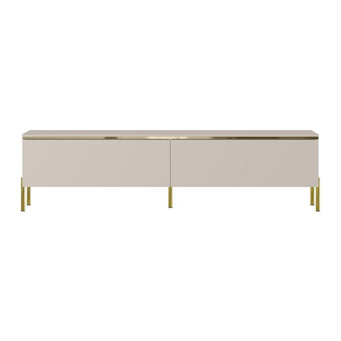 Meuble TV avec 2 portes - Beige et doré - VUKIA