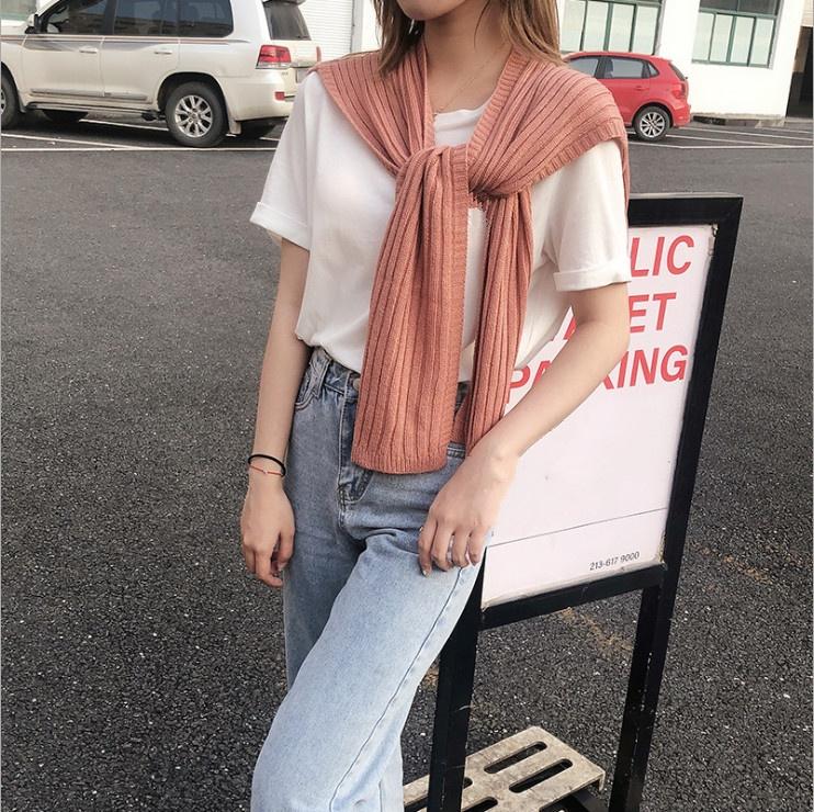 1 шт. Женская элегантная маленькая шаль вязаный шарф завязывающийся на шее шаль