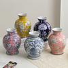 Керамическая ваза-пузатик Сине-белый фарфор Ретро ваза Китайский фарфор Украшения Домашний декор Бутылка для хранения Фарфоровые вазы