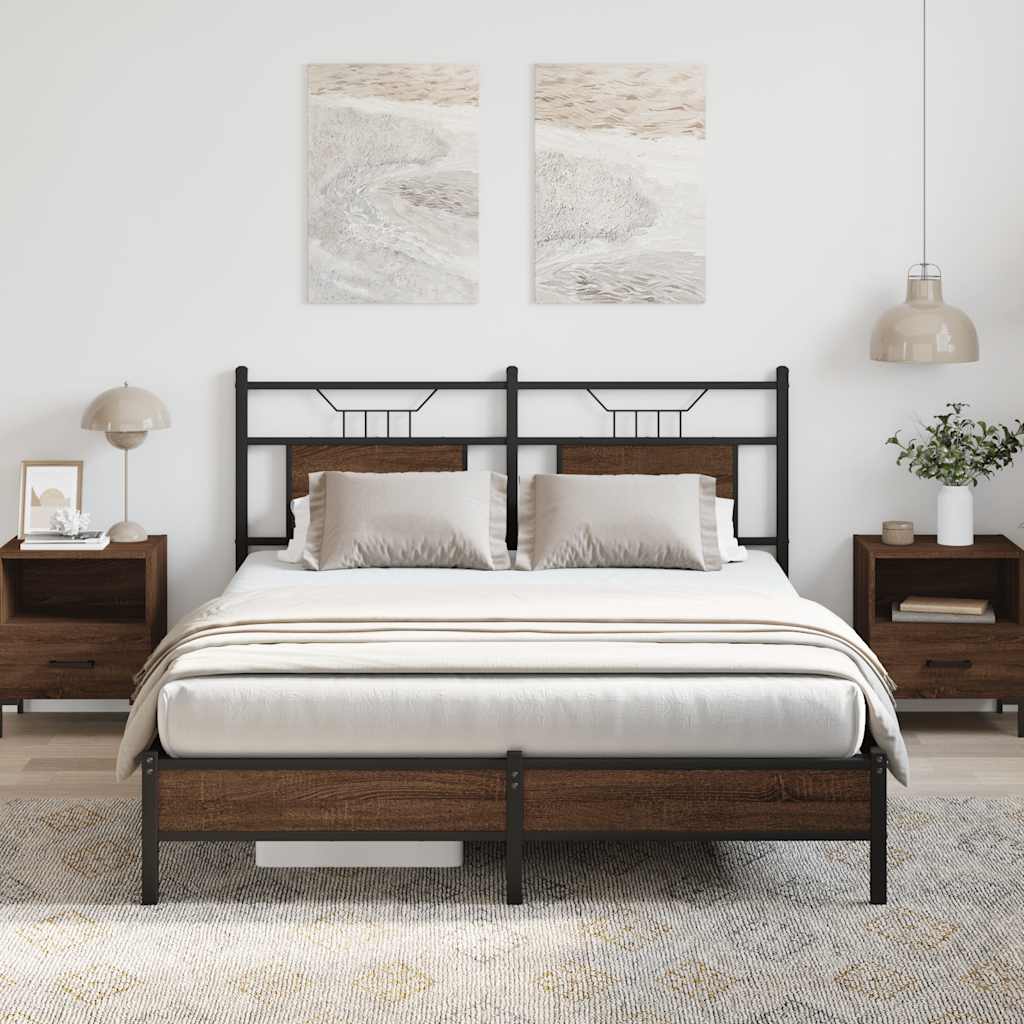 Bed Frame without Mattress Brown Oak Look 140x200 cm Engineered Wood