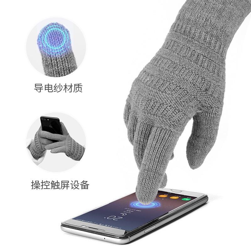 Хиты продаж взрослые зимние перчатки женские двусторонние жаккардовые вязаные с начесом теплые флисовые перчатки для велоспорта мужские