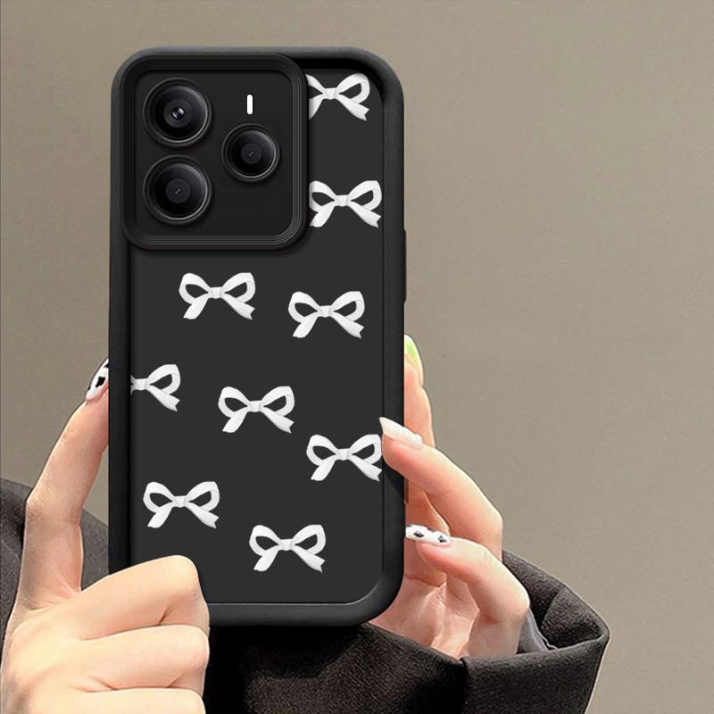 Матовый мягкий чехол с принтом банта для Xiaomi 14T 13T Pro Redmi Poco X7 F6 X6 Pro Note 14 13 Pro 12 11 TPU защита линз противоударный силиконовый чехол для телефона