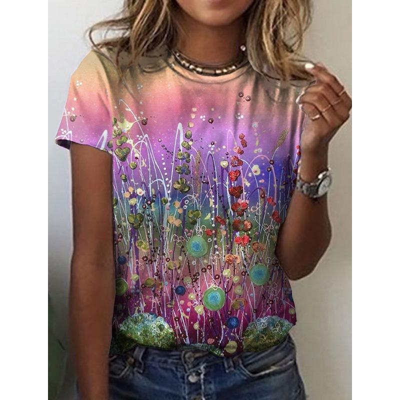 Женская 3D летняя персонализированная футболка с коротким рукавом и круглым вырезом, с принтом свежих цветов