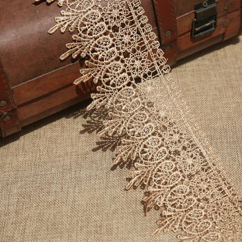 2 Y/Lot(182cm) Embroidered Net Lace Fabric Black White Coffee Lace Trim DIY Sewing Handmade Craft Materials 9.5CM Wide