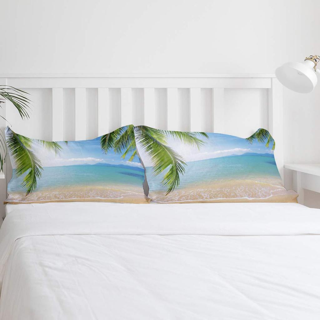 Turquoise Palm Tree Bedding Three-Piece Quilt Cover