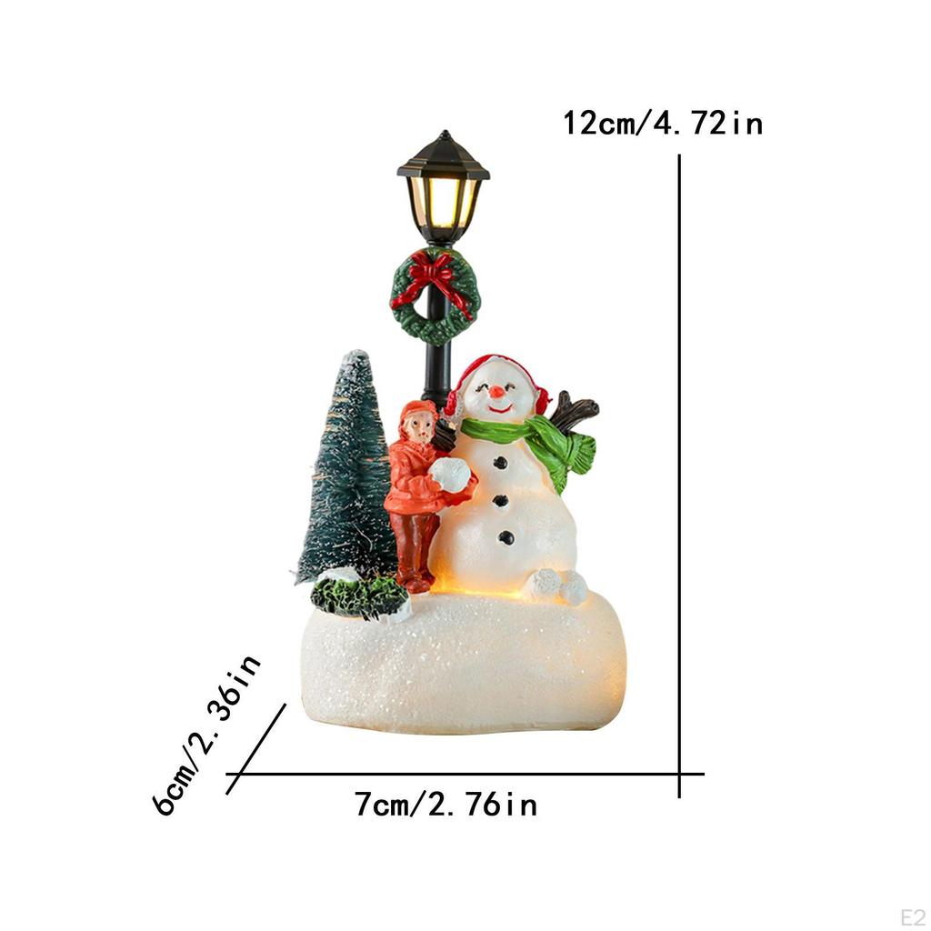 Christmas Figurine Scene Layout Craft Accessories Xmas Decor Lighted for Party Holiday Fireplace