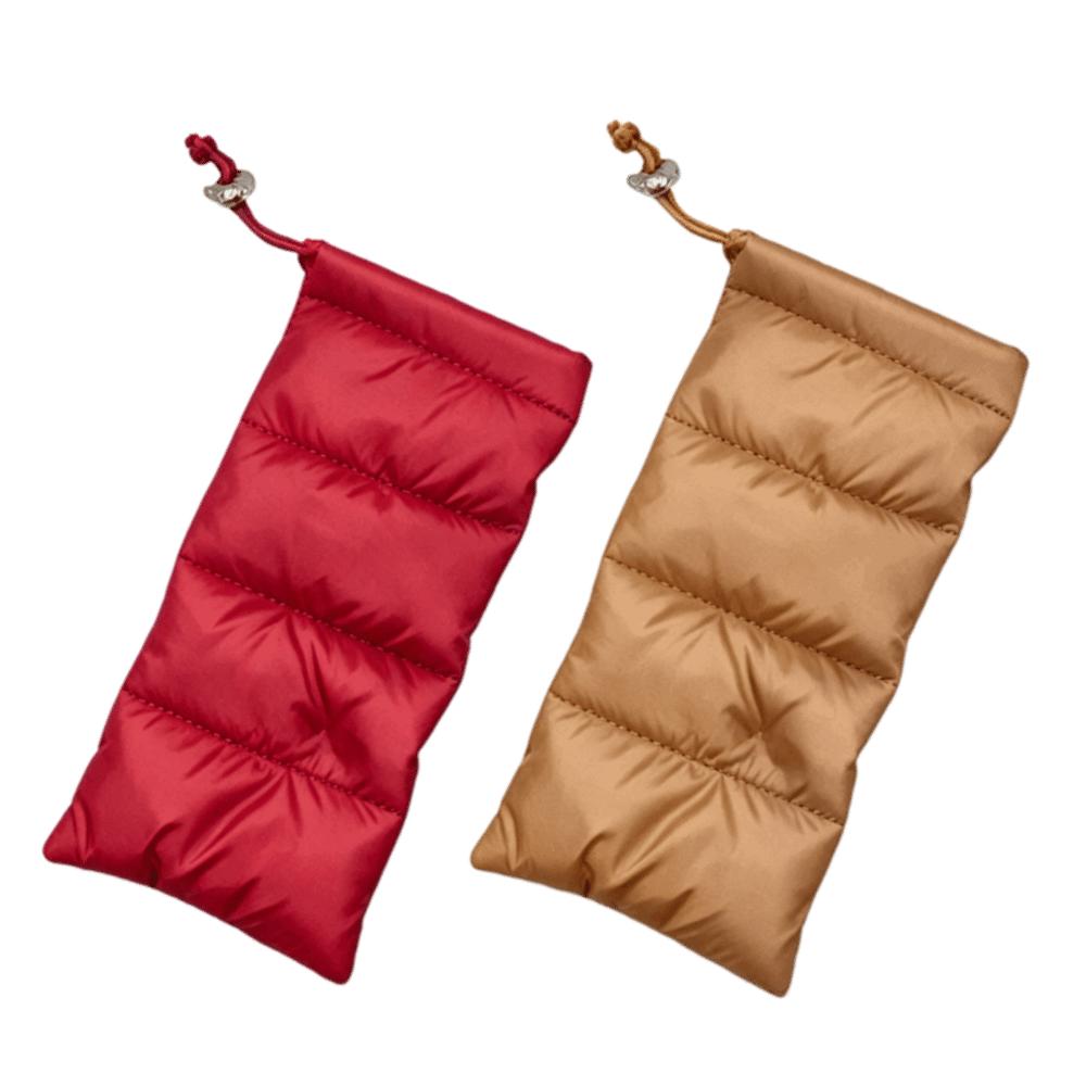Down Jacket Quilted Padded Eyeglass Case Drawstring Soft Spectacle Case Shockproof Lightweight Sunglasses Storage Bag Outdoor