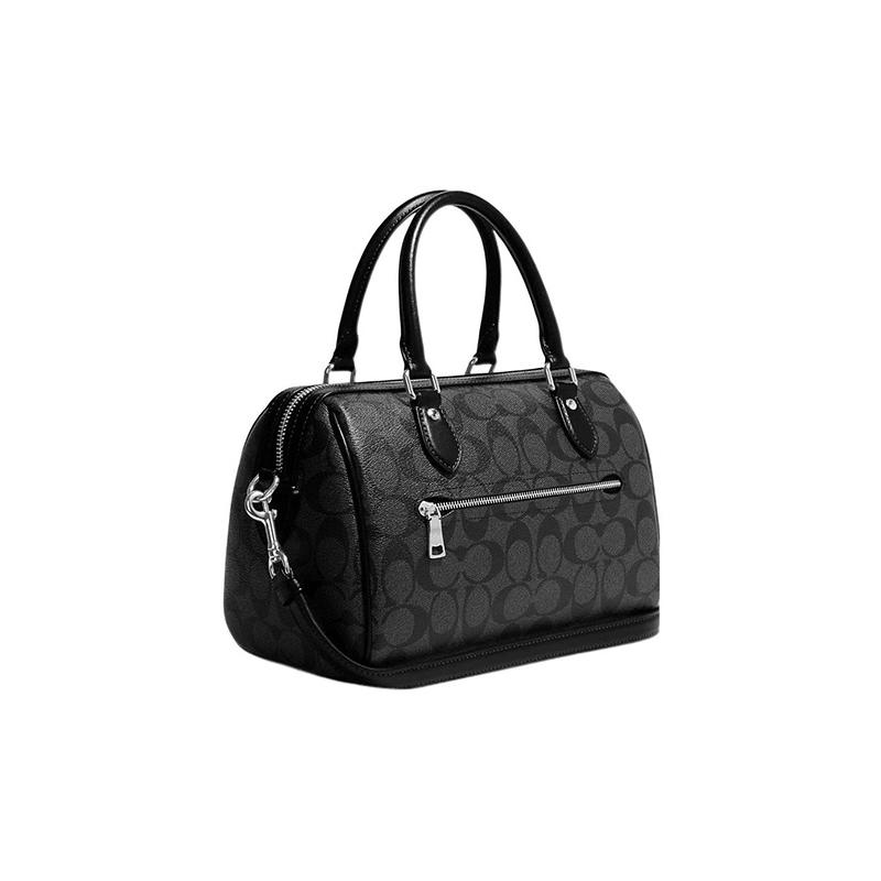Coach Rowan 25 классический на молнии для пресбиопии, покрытие из холста и кожи, портфель, сумка через плечо, средний размер, женская, черная