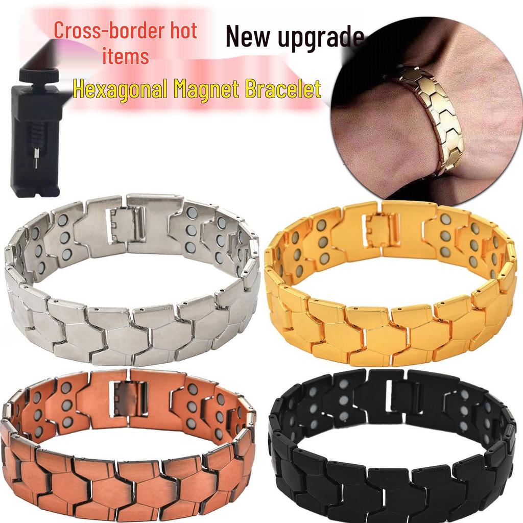 Мужской широкий сферический шестиугольный магнитный браслет – Съемный, трехрядный, четыре в одном, украшение на запястье