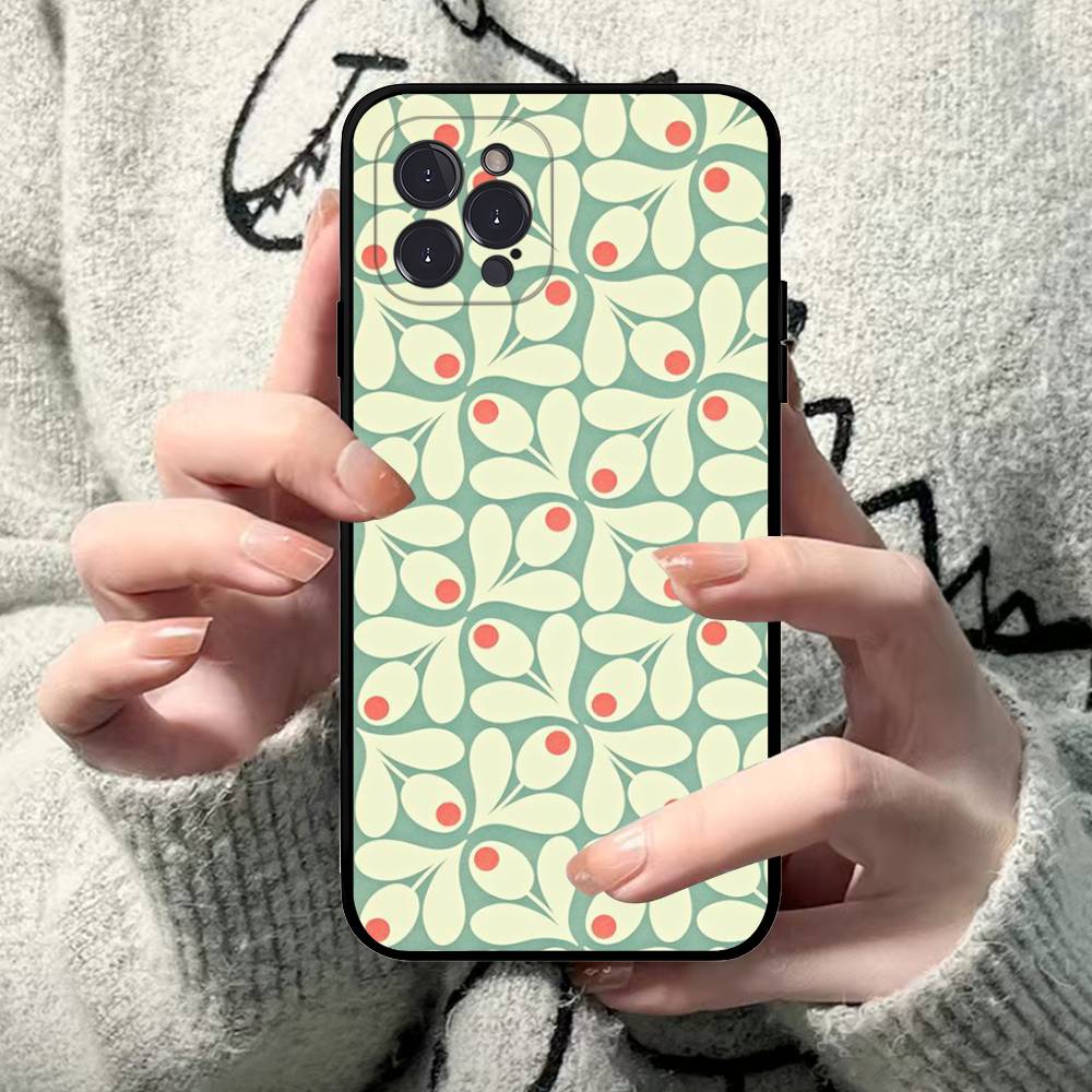 Чехол Orla Kiely с принтом "Многоцветные стебли" для iPhone 17 16 15 14 13 12 11 Pro Max Plus Mini, мягкий черный