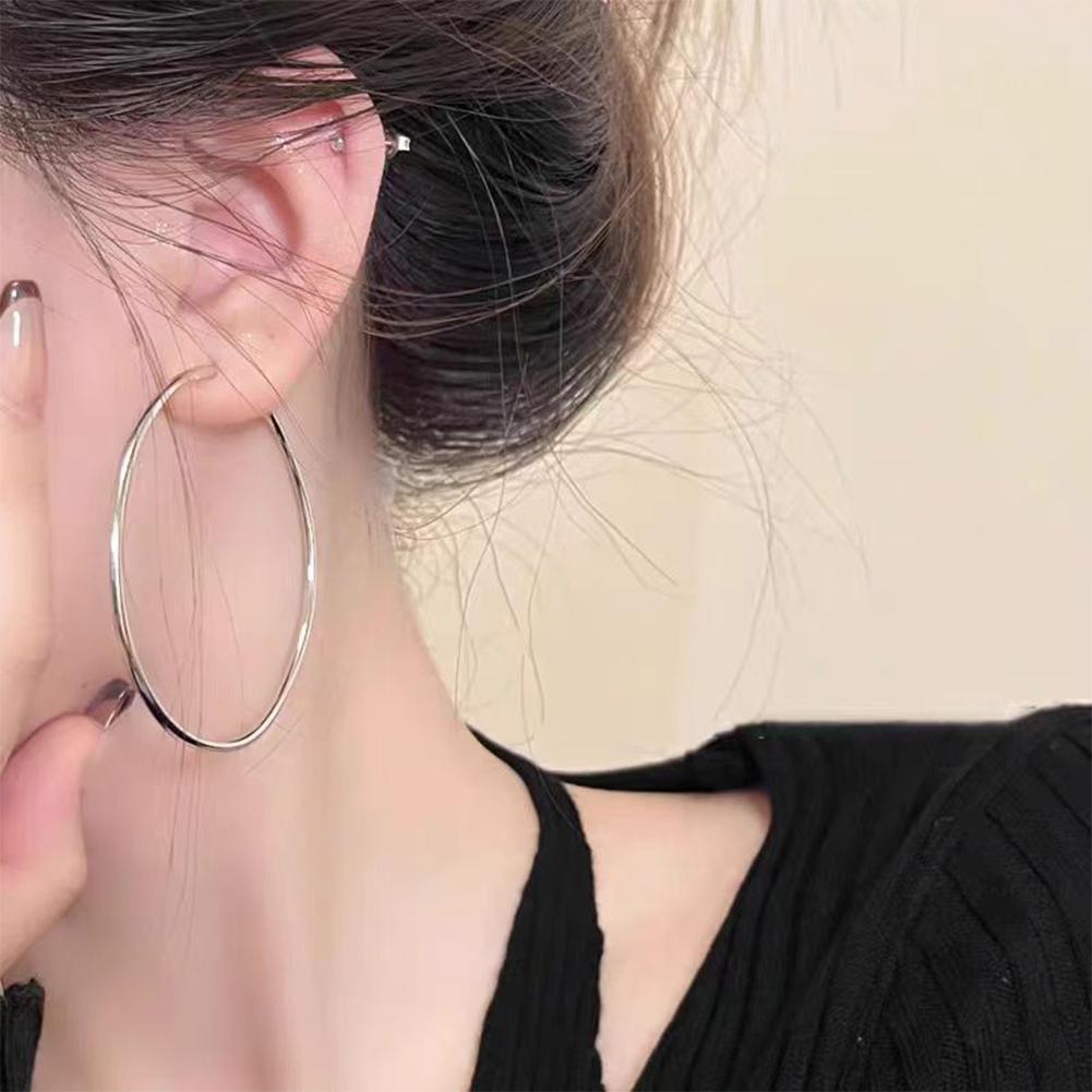 Fashion Simple Sterling Silver Hoop Earrings for Women Hypoallergenic Lightweight Large Big Thin Hoops Dangle Earrings