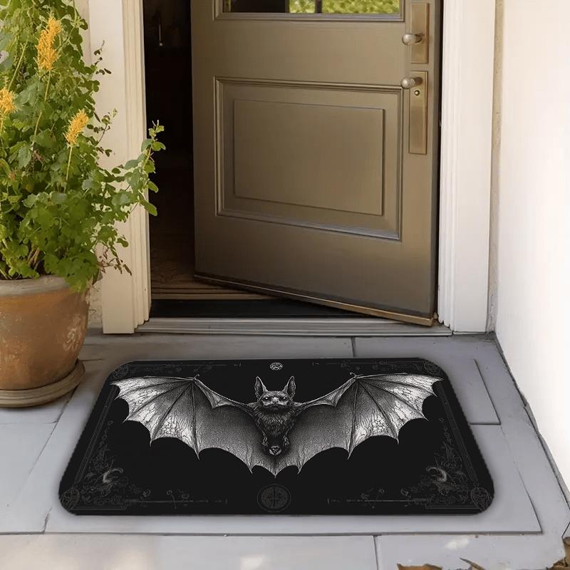 VIKAMA Dark Wind Bat Entry Door Mat Halloween Entrance Living Room Bar Holiday Party Theme Non-Slip Floor Mat Decoration