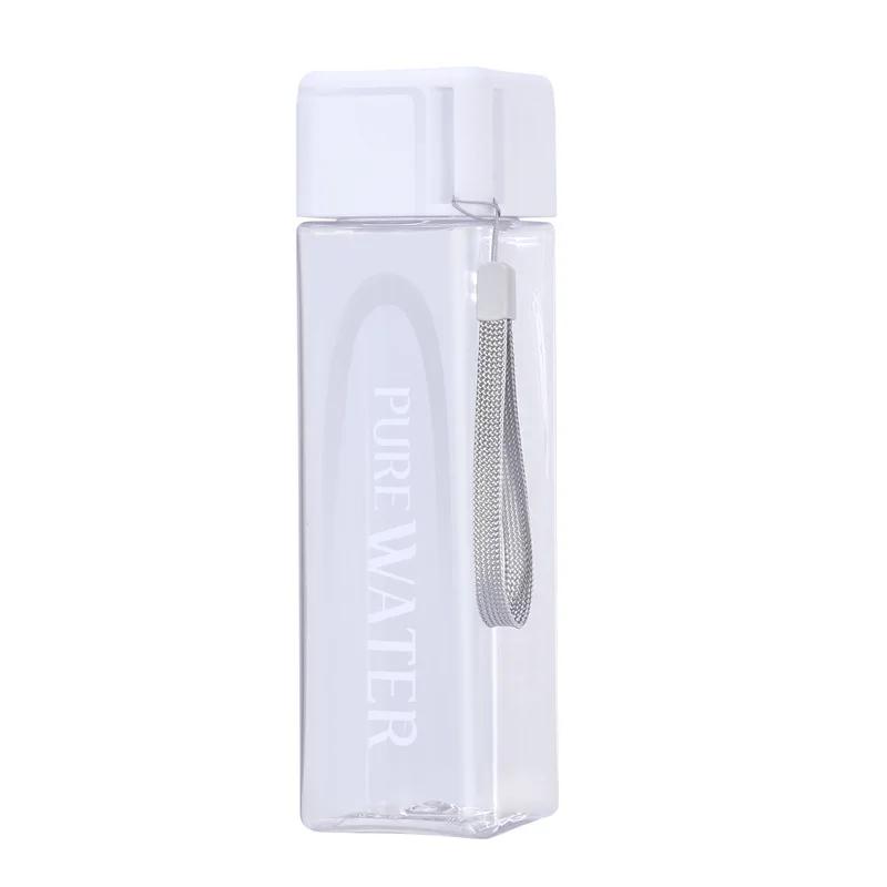 500ml Simple Square Water Bottle Personalized Portable Creative Portable Cup Leak Proof Heat-resistant Plastic Sport Bottle