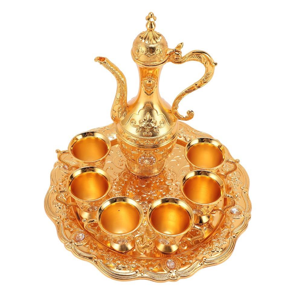 8pcs 6 Cups Included Turkish Tea Set With Tray Wine Glass Pot Set For Home Party
