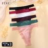 FINETOO 3pcs/SET Women's Lace Floral Underwear Sexy Low-Waist Panties Solid Stretch Thongs Female Soft G-string Comfort Lingerie