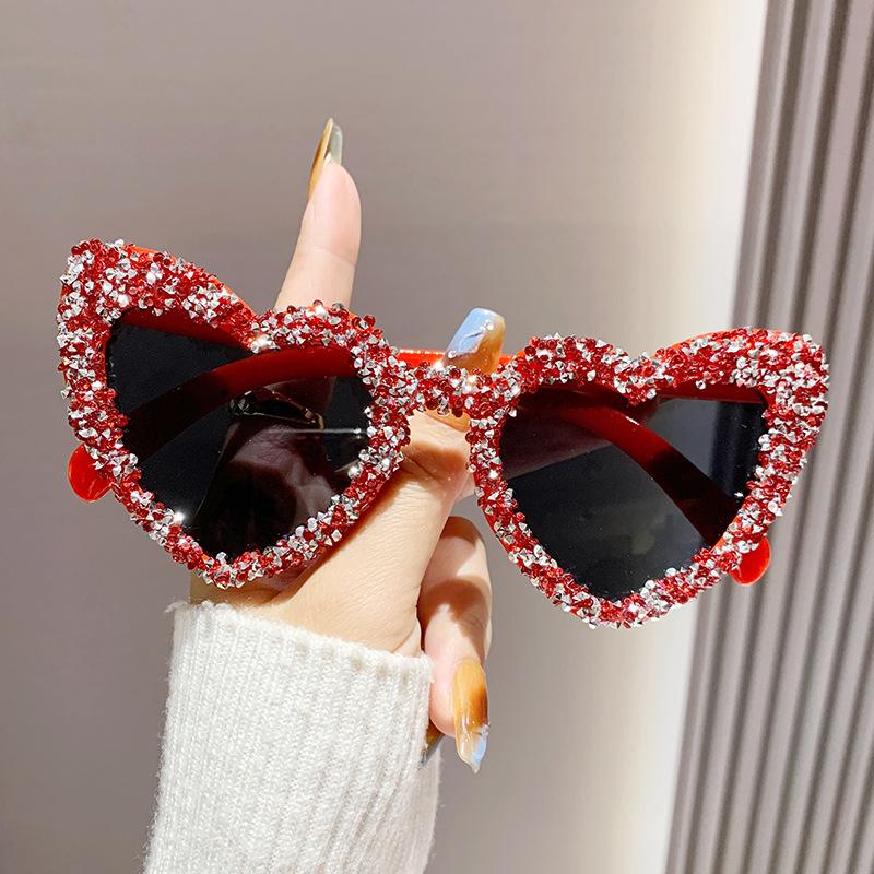 Оригинальные солнцезащитные очки Peach Heart Diamond, женские, милые, кошачий глаз, танцевальные солнцезащитные очки Heart